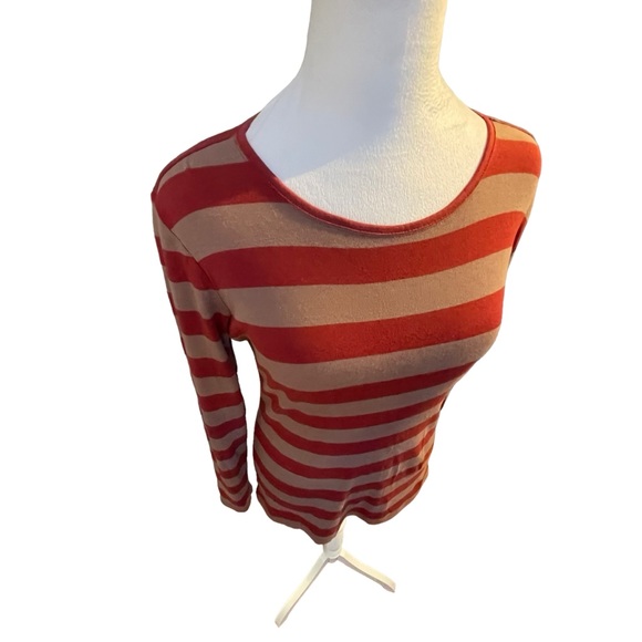 GAP. Sz: M. Red/Tan horizontal striped. 60% Cotton/40% Modal 🤩 long sleeve - Picture 3 of 13